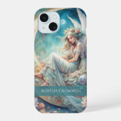 Custom Moon Fairy Naam – Fantasy Celestial Art iPhone 15 Case (Achterkant)