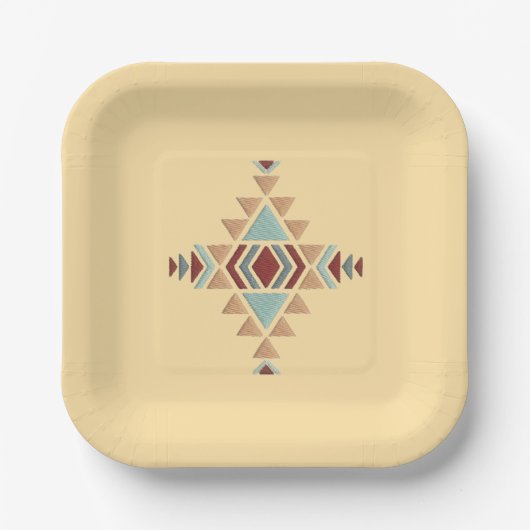 Custom Moroccan Geometric Embroidery  Paper Plates Papieren Bordje (Voorkant)