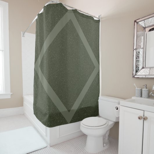Custom Moss Green Douchegordijn met Lijst (In situ)