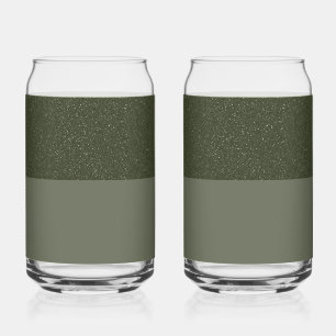 Custom Moss Green Speckled Glasses – Set van 2 Blikvorm Glas