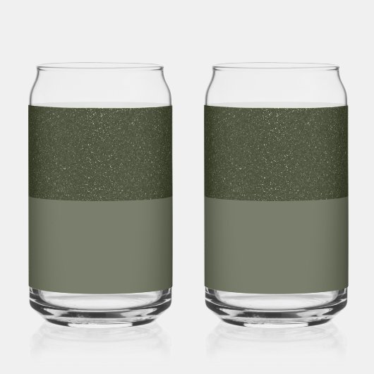Custom Moss Green Speckled Glasses – Set van 2 Blikvorm Glas (Rechts)