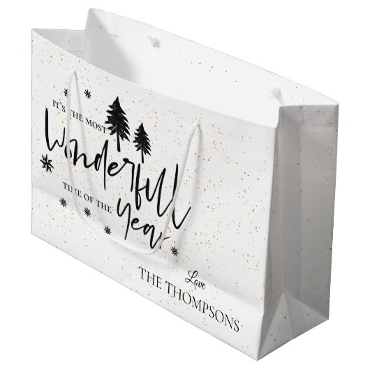 Custom Most Wonderful Time van het Jaar Kerstmis Groot Cadeauzakje (Voorkant Gekanteld)