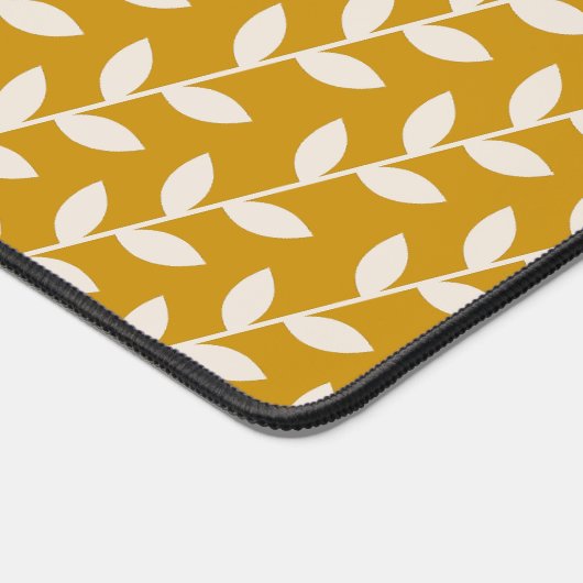 Custom Mosterd 70s Retro Leaf Patroon Bureaumat (Hoek)