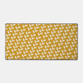 Custom Mosterd 70s Retro Leaf Patroon Bureaumat (Voorkant)