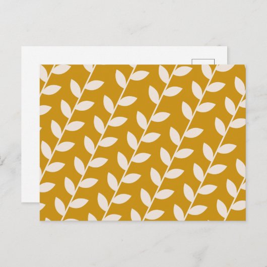 Custom Mosterd 70s Retro Leaf Patroon Feestdagenkaart (Voorkant / Achterkant)