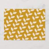 Custom Mosterd 70s Retro Leaf Patroon Feestdagenkaart (Voorkant)