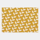 Custom Mosterd 70s Retro Leaf Patroon Inpakpapier Vel (Voorkant 2)