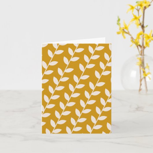 Custom Mosterd 70s Retro Leaf Patroon Kaart (Gele Bloem)