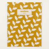 Custom Mosterd 70s Retro Leaf Patroon Monogram Planner (Voorkant)