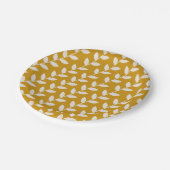 Custom Mosterd 70s Retro Leaf Patroon Papieren Bordje (Gekanteld)