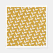 Custom Mosterd 70s Retro Leaf Patroon Servet (Voorkant)