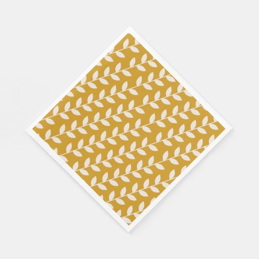 Custom Mosterd 70s Retro Leaf Patroon Servet (Hoek)