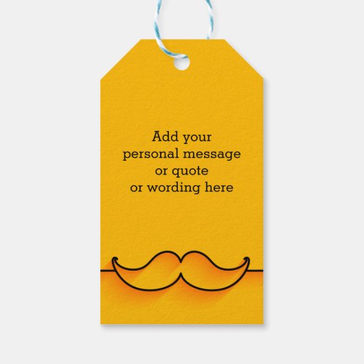 CUSTOM Mosterd Elegante snor Vaderdag Cadeaulabel (Achterkant)