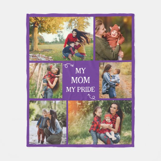 Custom Mother 6 Photo Gifts Mom Pride Birthday Fleece Deken (Voorkant)