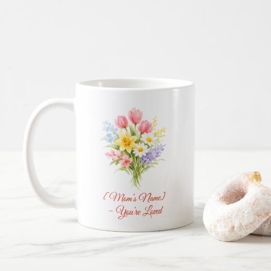 Custom Mother’s Day Bouquet of Flowers Mug Koffiemok (Met donut)