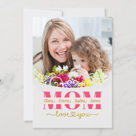Custom Mother's Day I Photo & Personal Message Kaart (Voorkant)
