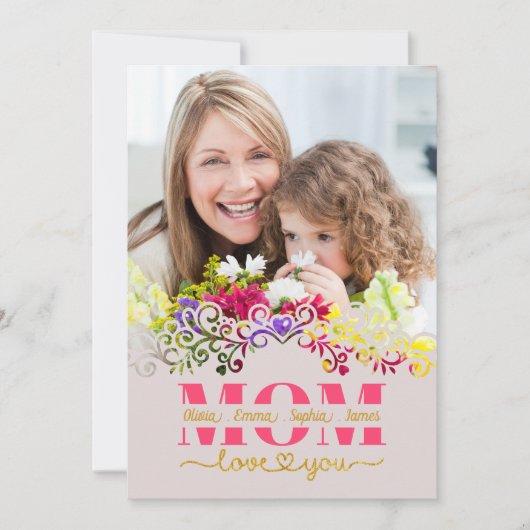 Custom Mother's Day I Photo & Personal Message Kaart (Voorkant)