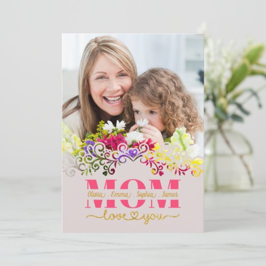 Custom Mother's Day I Photo & Personal Message Kaart (Staand voorkant)