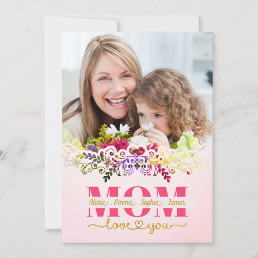 Custom Mother's Day I Photo & Personal Message Kaart (Voorkant)