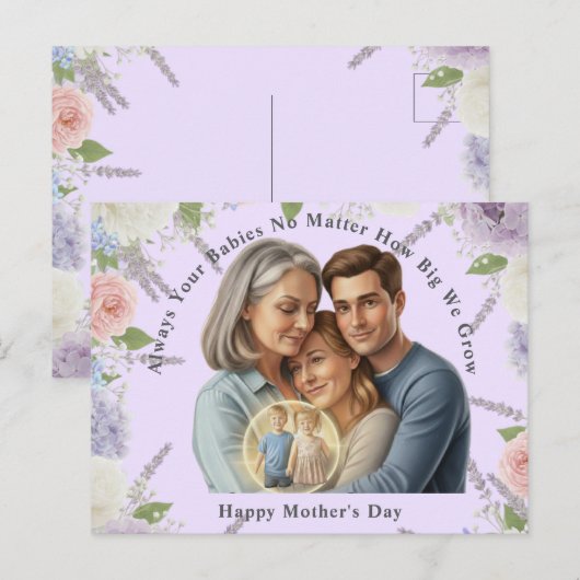 Custom Mother's day photo Always your babies  Briefkaart (Voorkant / Achterkant)