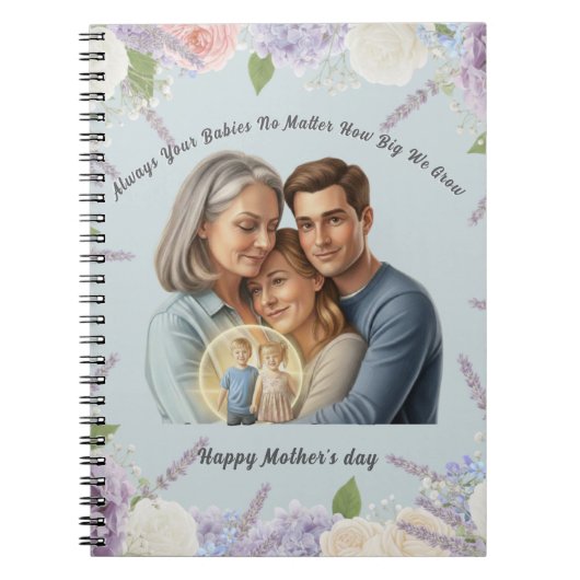 Custom Mother's day photo Always your babies  Notitieboek (Voorkant)