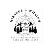 Custom Mountain Pine Tree Bruiloft Retouradres Rubberstempel (Afrduk)