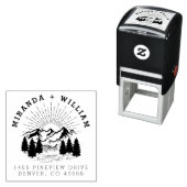 Custom Mountain Pine Tree Bruiloft Retouradres Zelfinktende Stempel (In situ)