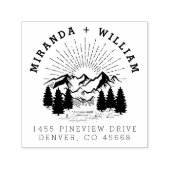 Custom Mountain Pine Tree Bruiloft Retouradres Zelfinktende Stempel (Design)