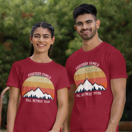 Custom Mountain Sunset Familie Reünie Rood T-shirt