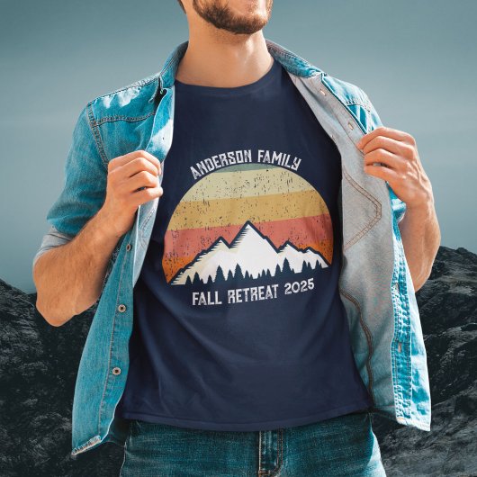 Custom Mountain Sunset Family Reunion Marine Blauw T-shirt