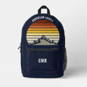 Custom Mountain Sunset Marine Blauw Wandelen Bedrukte Rugzak (Voorkant)