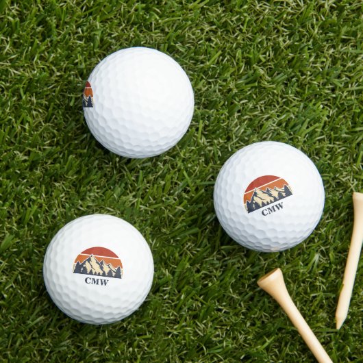 Custom Mountain Sunset Monogram Golfballen (Insitu Gras)