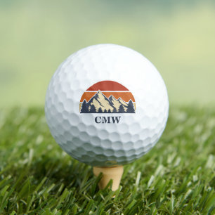 Custom Mountain Sunset Monogram Golfballen