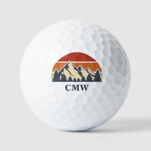 Custom Mountain Sunset Monogram Golfballen (Voorkant)
