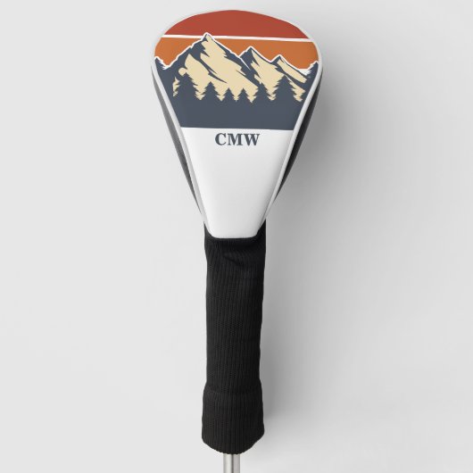 Custom Mountain Sunset Monogram Golfheadcover (Voorkant)