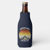 Custom Mountain Sunset Navy Blauw Flesjeskoeler (Fles Voorkant)