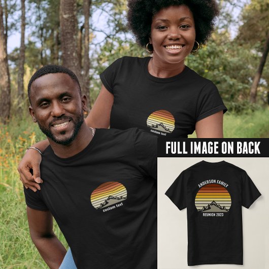 Custom Mountain Sunset Road Trip Pocket & Back T-shirt