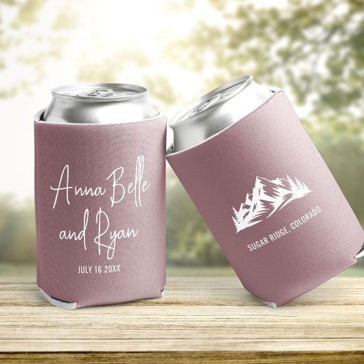 Custom Mountain Wedding Guest Favor Blikjeskoeler