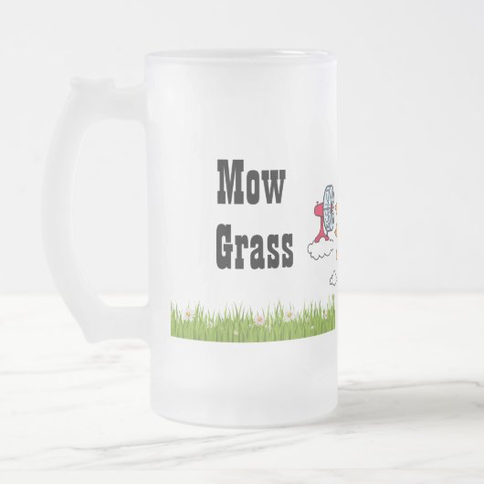 Custom Mow Grass Cold Beer Personaliseren Frosted  Matglas Bierpul (Links)