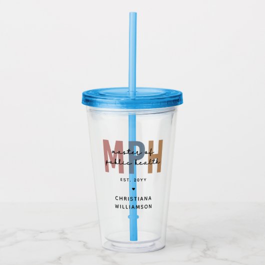 Custom MPH Master of Public Health Afstuderen Acryl Drinkbeker (Voorkant)