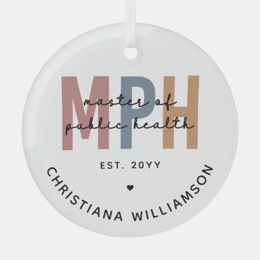 Custom MPH Master of Public Health Afstuderen Glas Ornament (Voorkant)