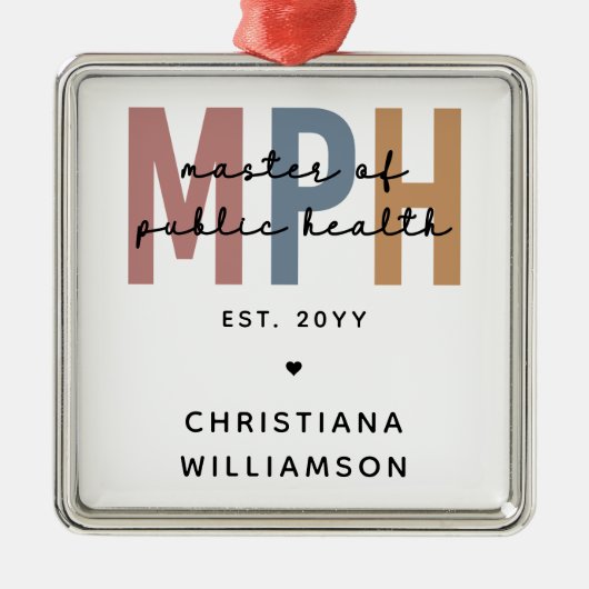 Custom MPH Master of Public Health Afstuderen Metalen Ornament (Voorkant)