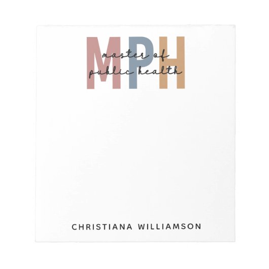 Custom MPH Master of Public Health Afstuderen Notitieblok (Voorkant)