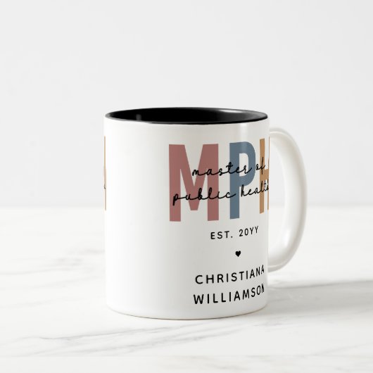 Custom MPH Master of Public Health Afstuderen Tweekleurige Koffiemok (Voorkant rechts)