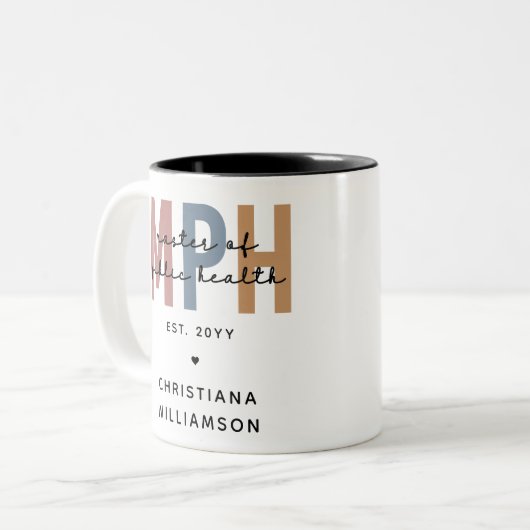 Custom MPH Master of Public Health Afstuderen Tweekleurige Koffiemok (Voorkant links)