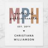 Custom MPH Master of Public Health Afstuderen Wijn Etiket (Enkel label)