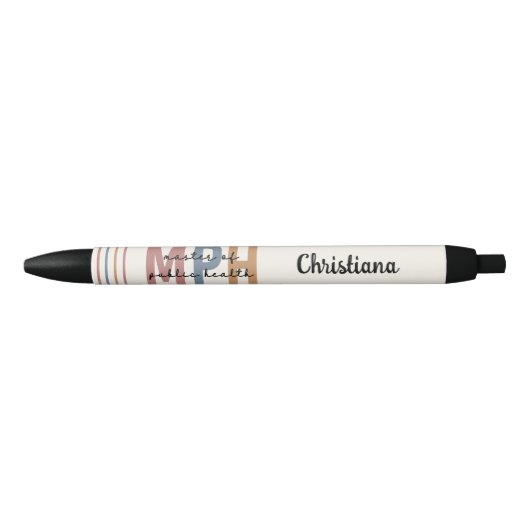 Custom MPH Master of Public Health Afstuderen Zwarte Inkt Pen (Voorkant)