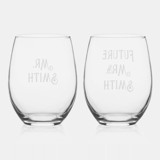 Custom Mr en Future Mrs. Wijnglas Zonder Voet (Achterkant)