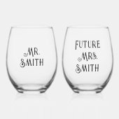 Custom Mr en Future Mrs. Wijnglas Zonder Voet (Voorkant)