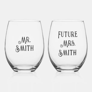 Custom Mr en Future Mrs. Wijnglas Zonder Voet